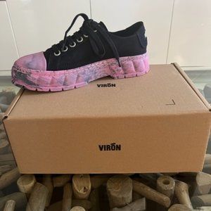 VIRON Recycled Canvas Logo Pink Marble Low Top Chunky Sneakers